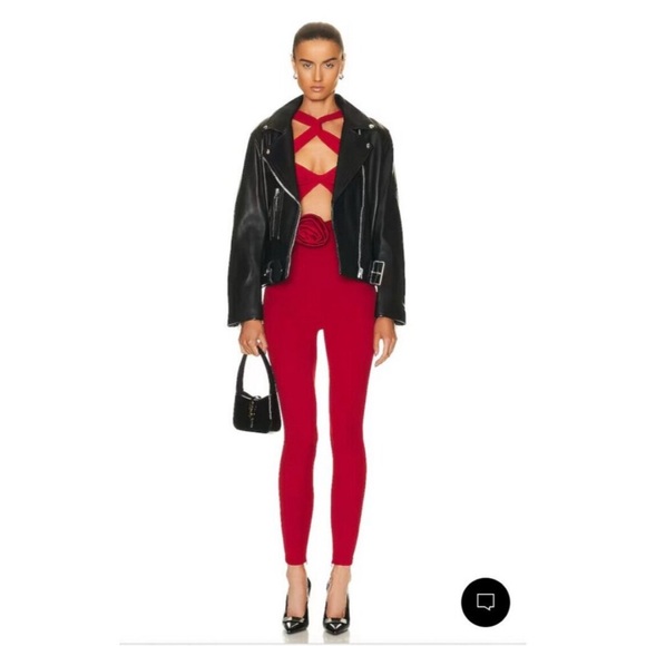Magda Butrym Red bodysuit Top with Crisscross Design - Picture 5 of 5